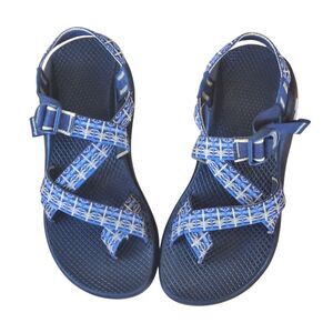 Chaco ZX2 Cloud Blue Yellow Jacquard Strappy Toe Loop Active Comfort Women's 7